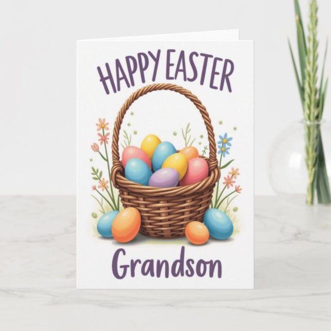 Happy Easter Grandson Spring Card Kort (Framsida)