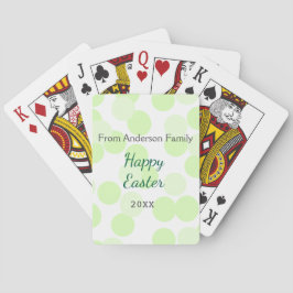 Happy Easter gray green polka dots family name Casinokort