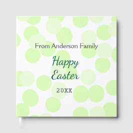 Happy Easter gray green polka dots family name Gästböcker