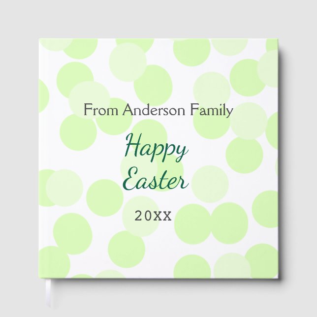 Happy Easter gray green polka dots family name Gästböcker (Framsida)
