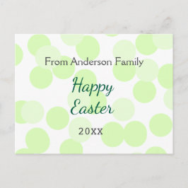 Happy Easter gray green polka dots family name Helg Vykort