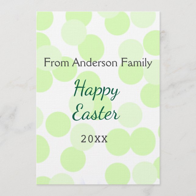 Happy Easter gray green polka dots family name Inbjudningar (Framsida)
