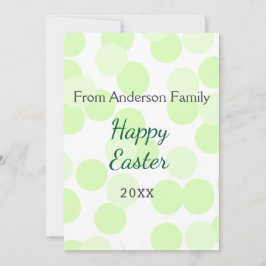 Happy Easter gray green polka dots family name Julkort