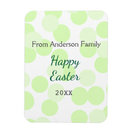 Happy Easter gray green polka dots family name Magnet