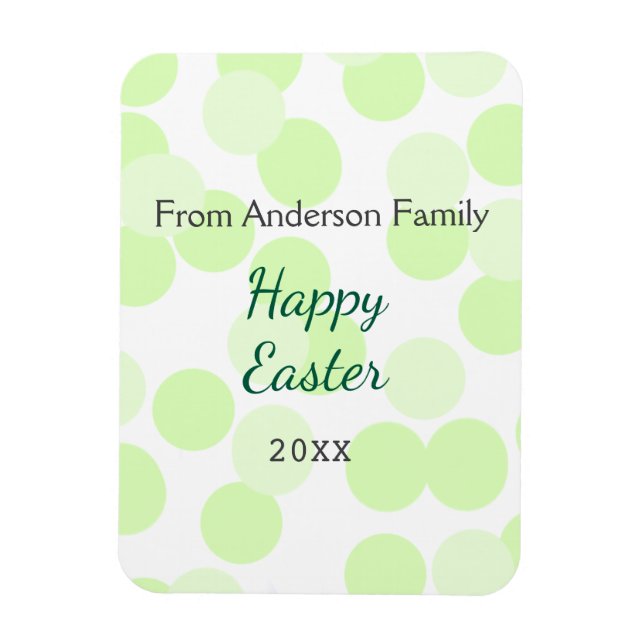 Happy Easter gray green polka dots family name Magnet (Vertikal)
