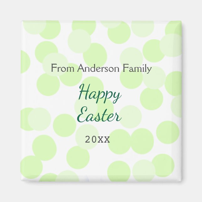 Happy Easter gray green polka dots family name Magnet (Framsidan)