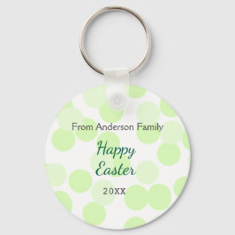 Happy Easter gray green polka dots family name Nyckelring