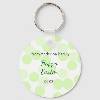 Happy Easter gray green polka dots family name Nyckelring