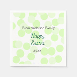 Happy Easter gray green polka dots family name Pappersservett