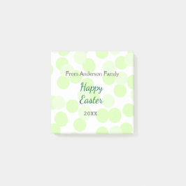 Happy Easter gray green polka dots family name Post-it Block