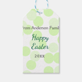 Happy Easter gray green polka dots family name Presentetikett
