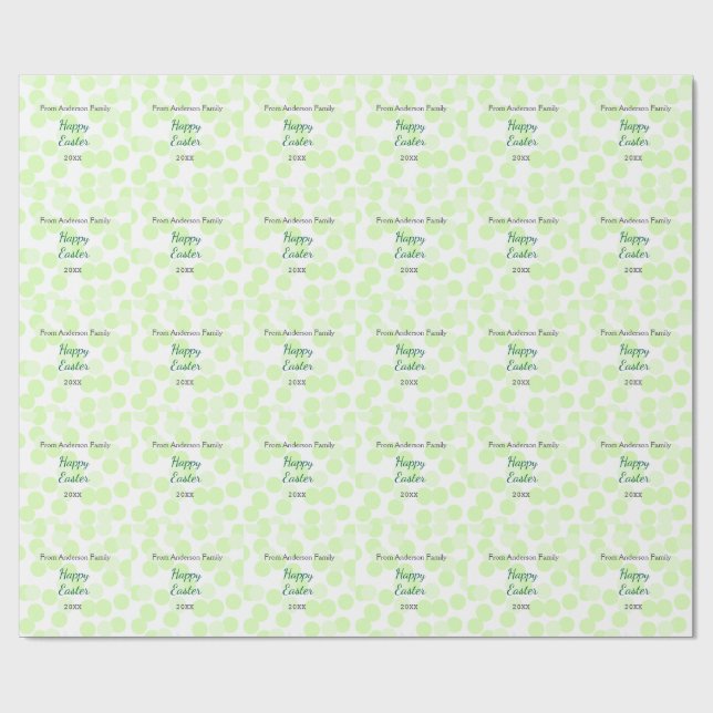 Happy Easter gray green polka dots family name Presentpapper (Platt)