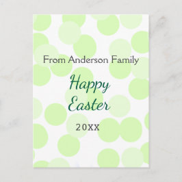 Happy Easter gray green polka dots family name Vykort