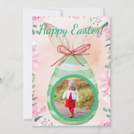 Happy Easter- green egg with photo Invitation Inbjudningar