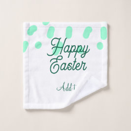 Happy Easter green eggs pastel name date simple 