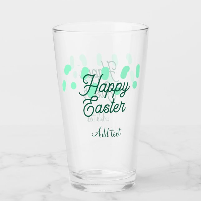 Happy Easter green eggs pastel name date simple  Glaskopp (Framsida)
