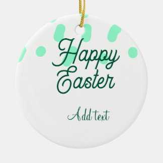 Happy Easter green eggs pastel name date simple Julgransprydnad Keramik