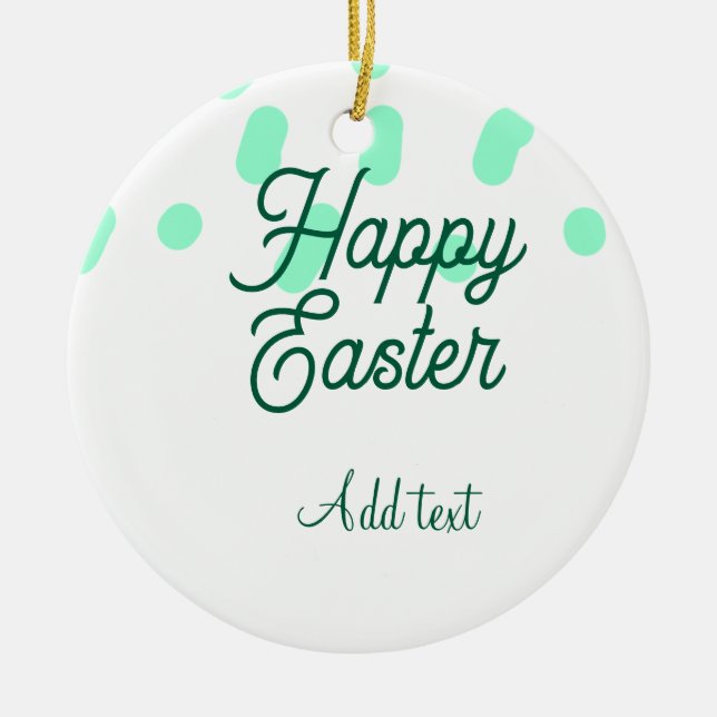 Happy Easter green eggs pastel name date simple  Julgransprydnad Keramik (Framsidan)