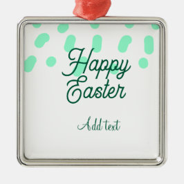Happy Easter green eggs pastel name date simple  Julgransprydnad Metall