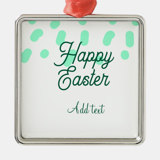 Happy Easter green eggs pastel name date simple  Julgransprydnad Metall (Framsidan)