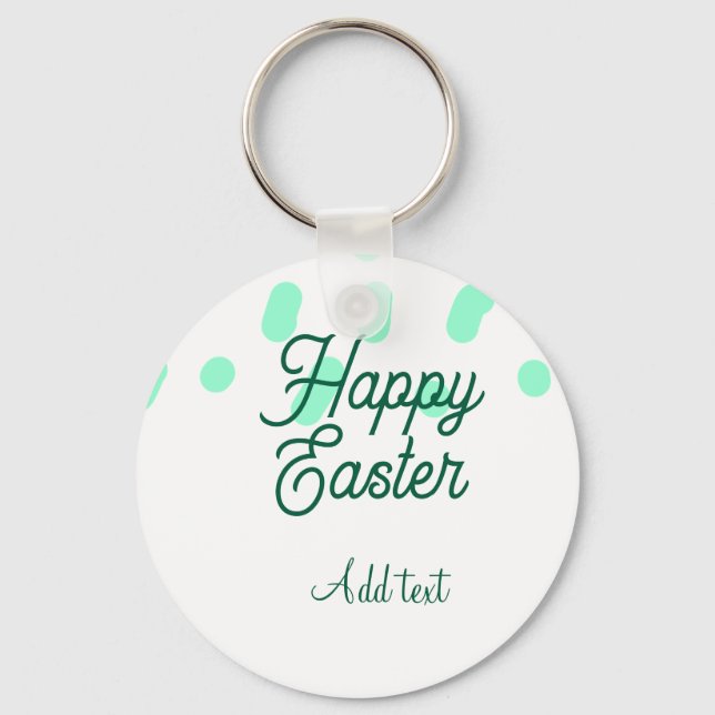 Happy Easter green eggs pastel name date simple  Nyckelring (Framsida)