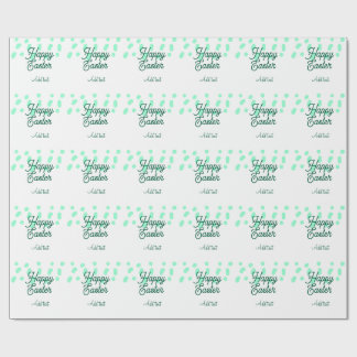 Happy Easter green eggs pastel name date simple Presentpapper