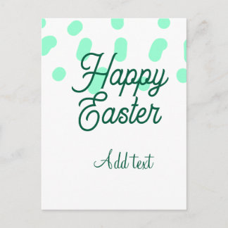 Happy Easter green eggs pastel name date simple Vykort