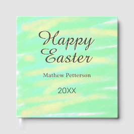 Happy Easter green yellow pastel gray name year  Gästböcker