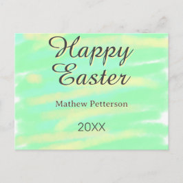 Happy Easter green yellow pastel gray name year  Helg Vykort