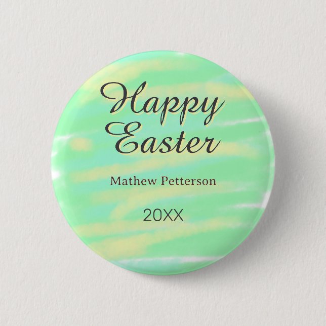 Happy Easter green yellow pastel gray name year  Knapp (Framsida)