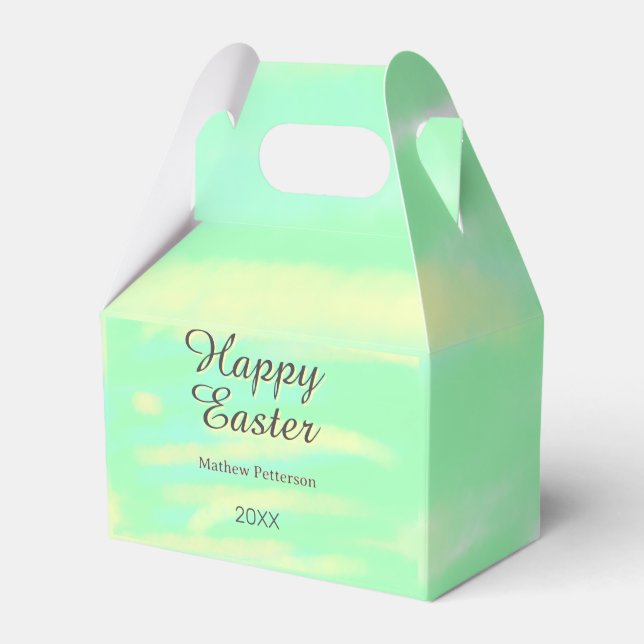 Happy Easter green yellow pastel gray name year  Presentaskar (Framsidan Sidan)