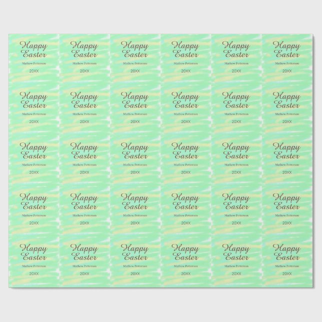 Happy Easter green yellow pastel gray name year  Presentpapper (Platt)