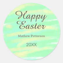 Happy Easter green yellow pastel gray name year 