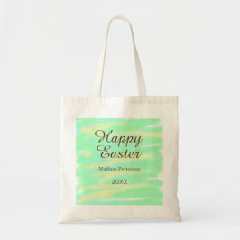 Happy Easter green yellow pastel gray name year  Tygkasse