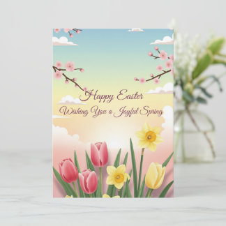 Happy Easter Greeting Card – Cute Bunny Easter Egg Julkort