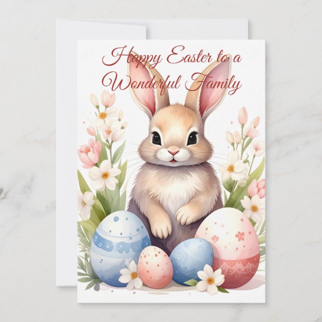 Happy Easter Greeting Card – Cute Bunny Easter Egg Julkort (Framsida)