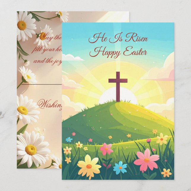 Happy Easter Greeting Card – Cute Bunny Easter Egg Julkort (Fram/baksida)