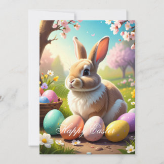 Happy Easter Greeting Card – Cute Bunny Easter Egg Julkort