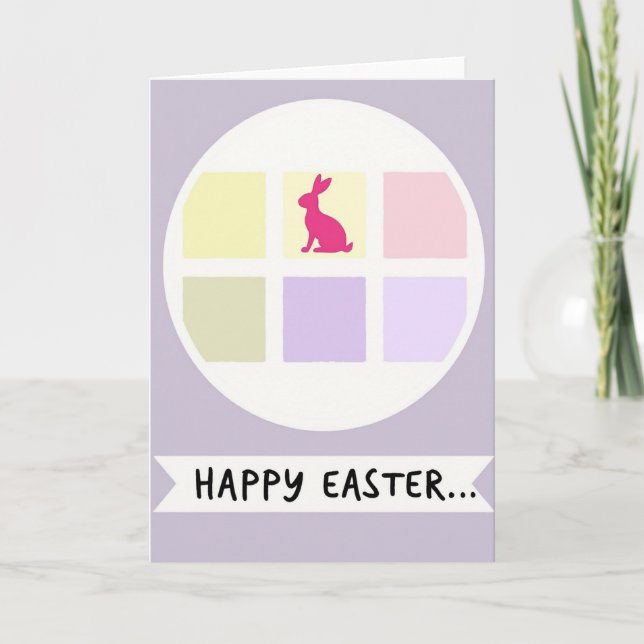 Happy Easter Hare Pastel Art Card Kort (Framsida)