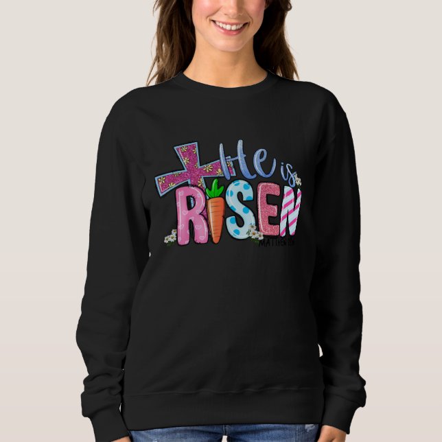 Happy Easter he is risen cross carrot Easter Day T Shirt (Framsida)