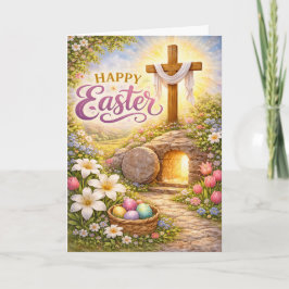 Happy Easter He Is Risen Garden Eggs Helgkort