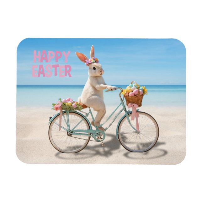 Happy Easter Hilton Head Island Bicycle on Beach Magnet (Horisontell)
