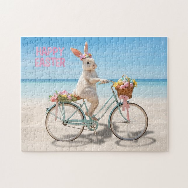 Happy Easter Hilton Head Island Bicycle on Beach Pussel (Horisontell)