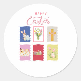 Happy Easter Holiday Stamp Runt Klistermärke