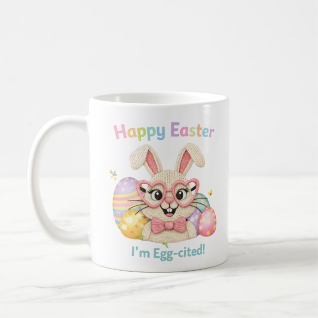 Happy Easter I'm Egg-cited Bunny  Kaffemugg (Vänster)