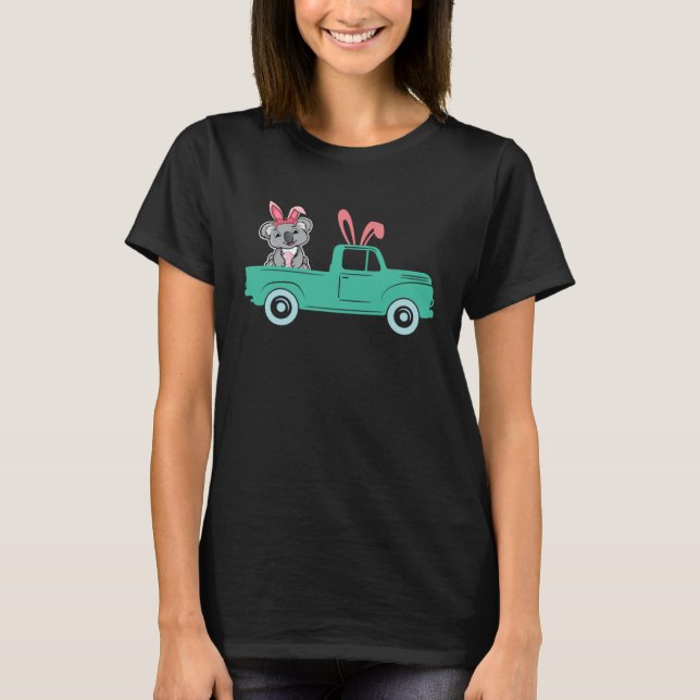 Happy Easter Koala Bunny Riding Truck Boys Toddler T Shirt (Framsida)