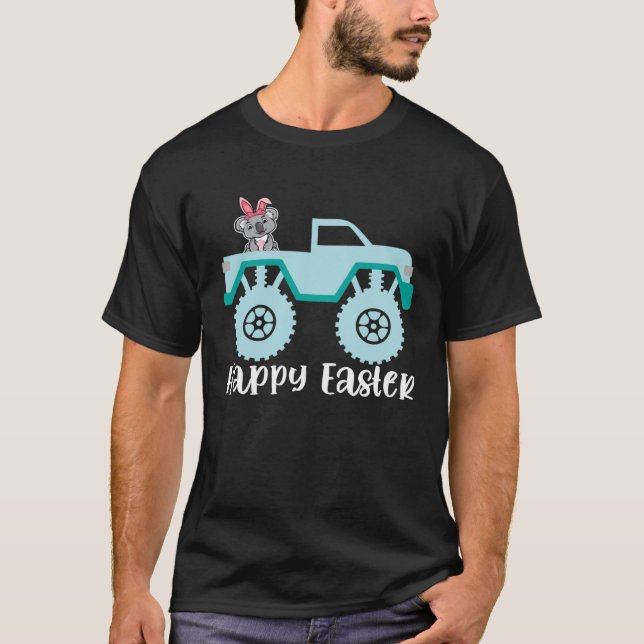 Happy Easter Koala Riding Monster Truck Toddler T Shirt (Framsida)