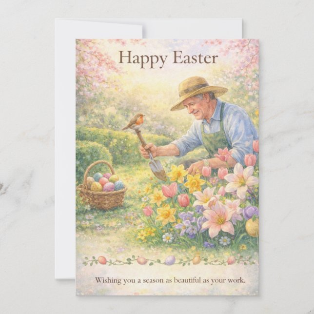 Happy Easter Landscaper Gardener Occupation Julkort (Framsida)
