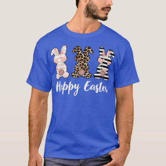 Happy Easter Leopard Plaid Rabbit Bunny Women Men  T Shirt
