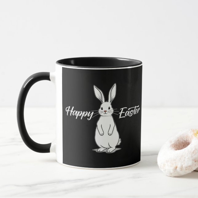 Happy Easter – Minimal Bunny Illustration - caneca Mugg (Med munk)